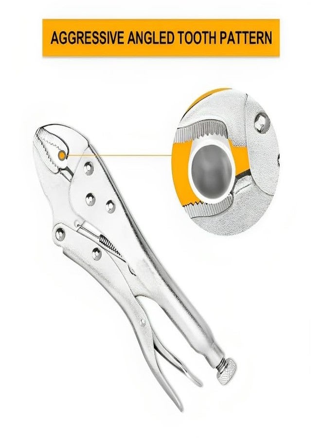 ZIODIC Curved Jaw Locking Pliers, 10" Curved Jaw Pliers- Carbon Steel Vise Grips - Hardened Milled Jaws for Maximum Grip - Classic Trigger Release - Image 2